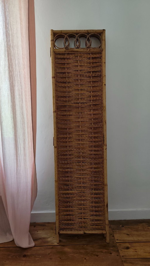 Italian screen in rattan and bamboo from the 60s