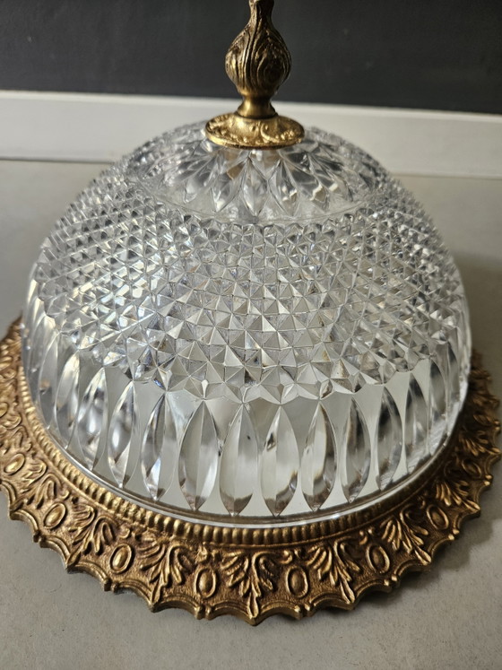 Plafoniera Vintage Hollywood Regency Vetro Cristallo & Ottone – Plafoniere, Brass, Glass (photo 6 of 6)