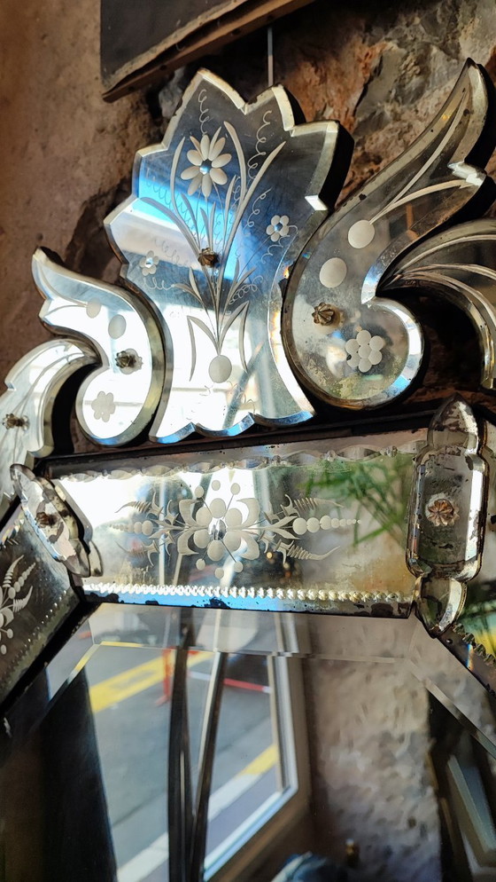 Image 1 of Specchio veneziano in vetro di Murano - XIX secolo