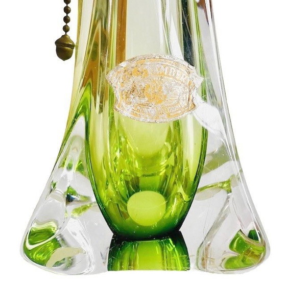 Image 1 of Lampada da tavolo in cristallo verde di metà secolo, Val Saint Lambert, anni '50