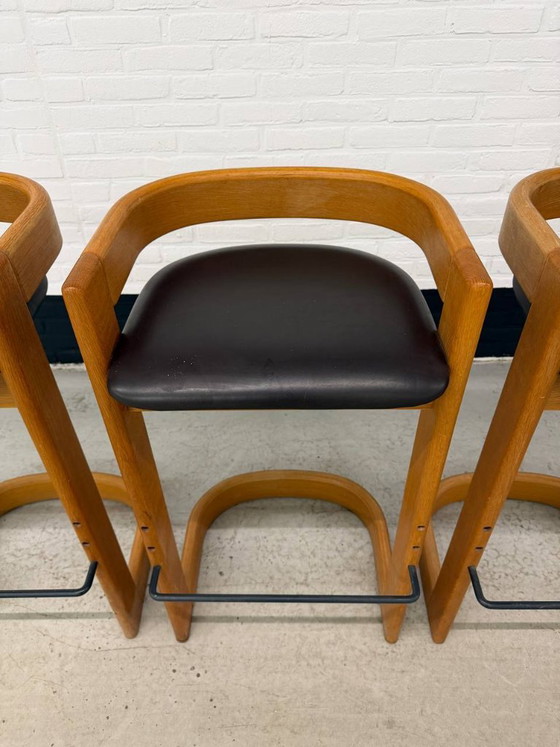 Juego de 3 taburetes de bar estilo Willy Rizzo – Wood (photo 4 of 10)