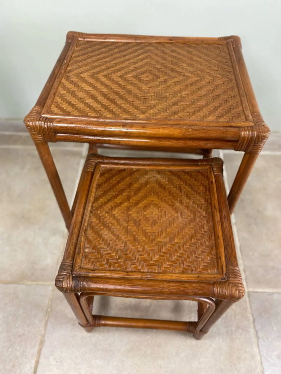 Nest of tables in rattan – Side tables, Wicker, Vintage (photo 8 of 19)