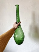 Grande bottiglia/caraffa in vetro verde di Empoli, anni '60