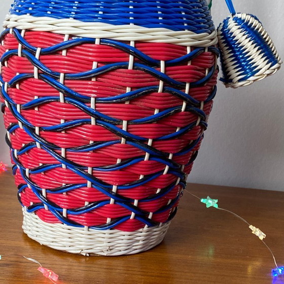 Image 1 of Old glass bottle and vintage plastic braiding scoubidou