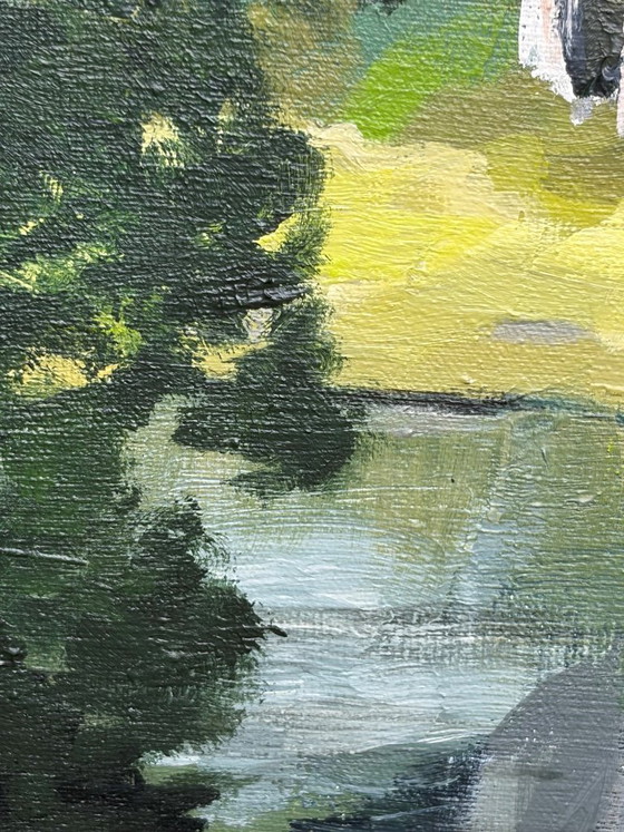 Image 1 of On My Way to School II – Landscape with Pond | Acrylic on canvas