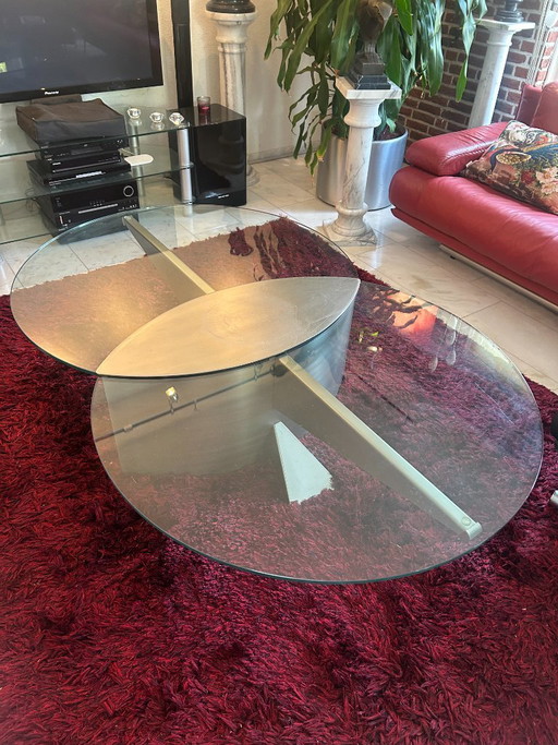 Prachtige "Lunario" Salontafel Van RVS En Glas – eettafels (photo 2 of 5)