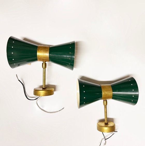 Par de apliques de pared "Diabolo", diseño de los años 50. – Brass, Metal (photo 13 of 15)