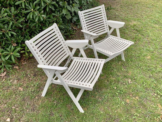 Image 1 of 2 sedie pieghevoli Rex bianche, modello Lounge, Nico Kralj, 1952