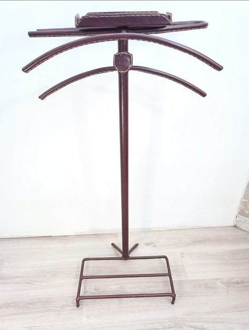 Leather sheathed bedroom valet by Jacques Adnet 1950s