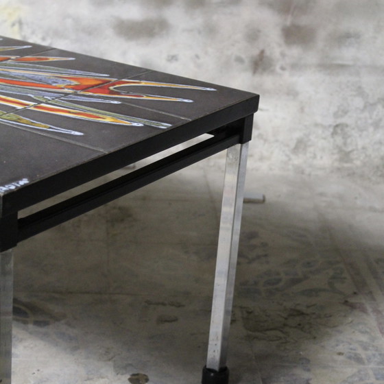 Table basse originale Adri Belarti – Table en carrelage vintage années 60/70 – Tables basses, Aluminium (photo 9 of 11)