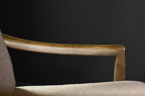 Image 1 of Mid-Century German Modern Elegante Kirschholz- und schmutzigrosa Stoffsessel von Wilhelm Knoll, 1970er Jahre, 2er-Set