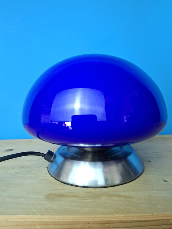 Image 1 of Vintage blue space age glass touch lamp Linhai Junis