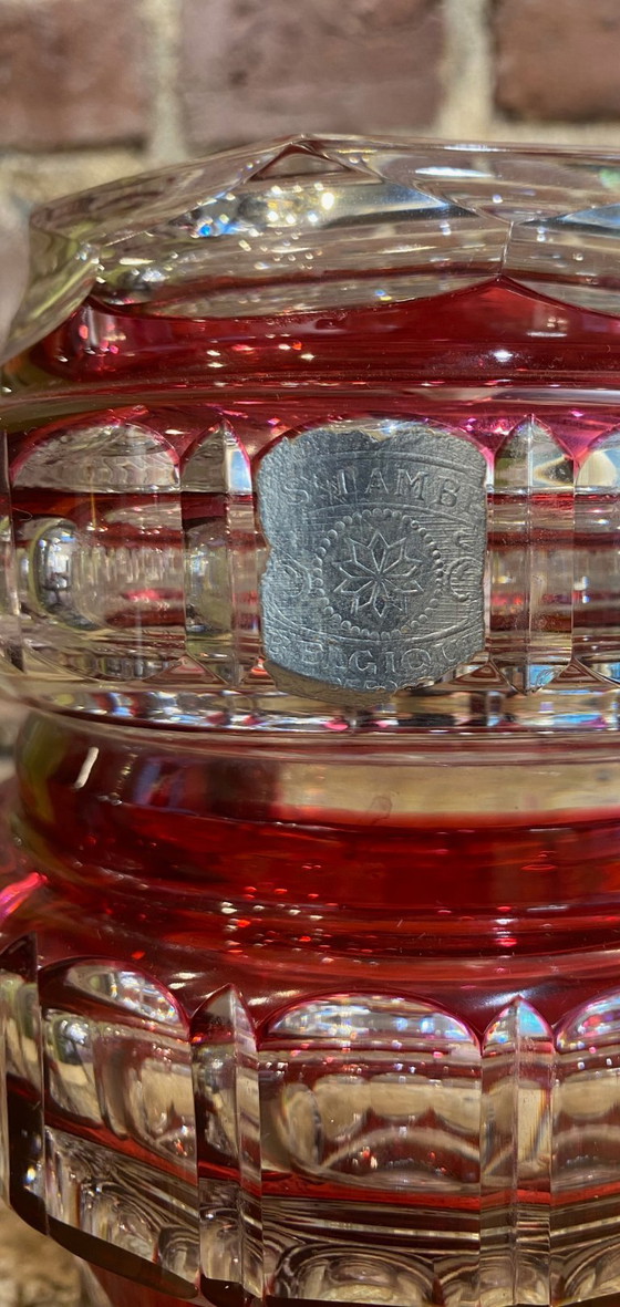 Vaso in Cristallo Rosso Doppio – Val Saint Lambert – Cristallo Tagliato (con etichetta) – Vasi (photo 4 of 8)