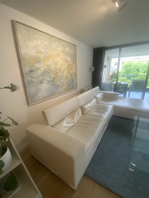 De Sede lederen bank met chaise longe