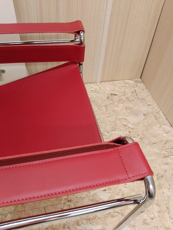 Image 1 of KNOLL Studio Set van 2 WASSILY B3 fauteuils (NIEUW) in rood leer