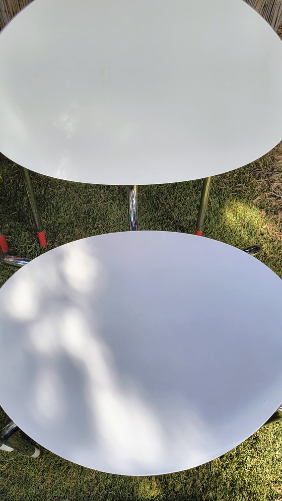 Image 1 of Set di 6 sedie originali Elmar Flötotto Mosquito - rosso e bianco (2003)