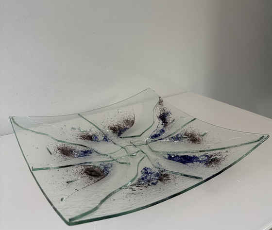 Image 1 of Dekorative Glasschale mit blauen und braunen