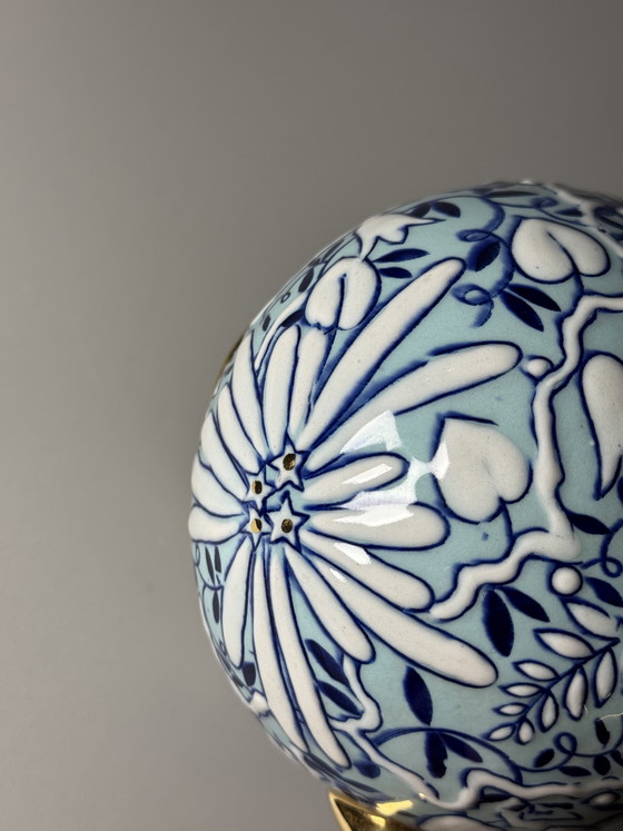 Image 1 of Boch Frères Keramis Art Deco Floral Pitcher by Raymond Chevalier, Belgium, 1930s