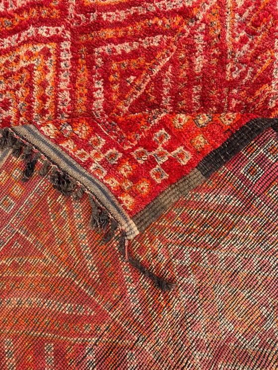 Image 1 of Vintage Red Moroccan Berber Rug 210x370 cm – Handwoven Boujad Carpet | Bohemian Tribal Area Rug | Moroccan Boujad Wool Rug