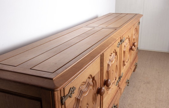 Image 1 of Very large French sideboard in solid oak by Guillerme and Chambron for Your Home 1960.