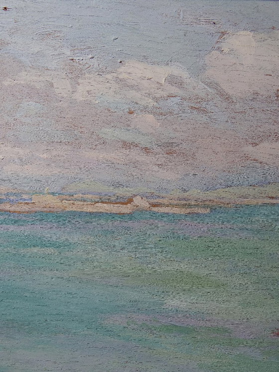 Image 1 of Large seascape with cliffs, oil on framed panel, by Paul Ruben (1882-1955)