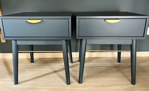 2x bedside tables, dark blue/gray