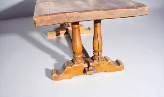 Old Farmhouse Dining Table, 2 Benches, 2 Chairs – Dining set, Wood, Wicker (photo 3 of 6)