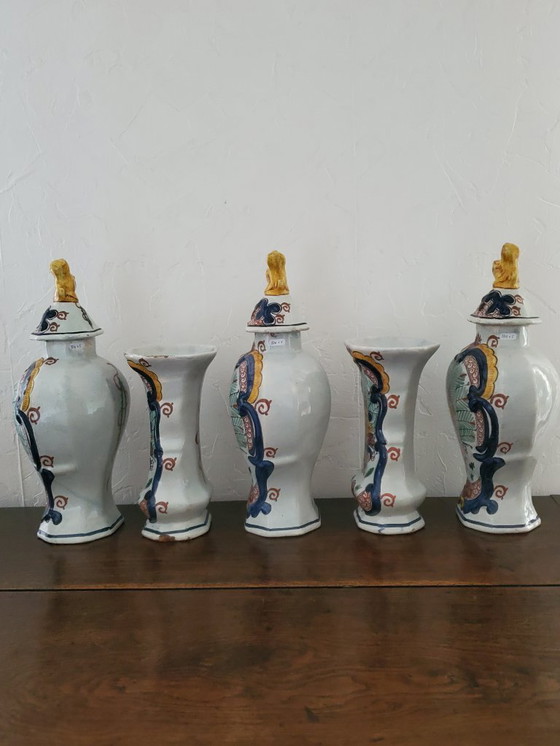 Image 1 of Delft - Juego de 5 piezas en loza - siglo XVIII (ref 3811)