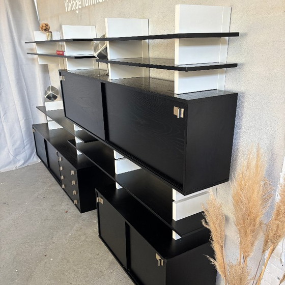 Black and white modular shelving unit with cabinets and shelves, Ejsing Møbel, Wood, Vintage (photo 2 of 10)