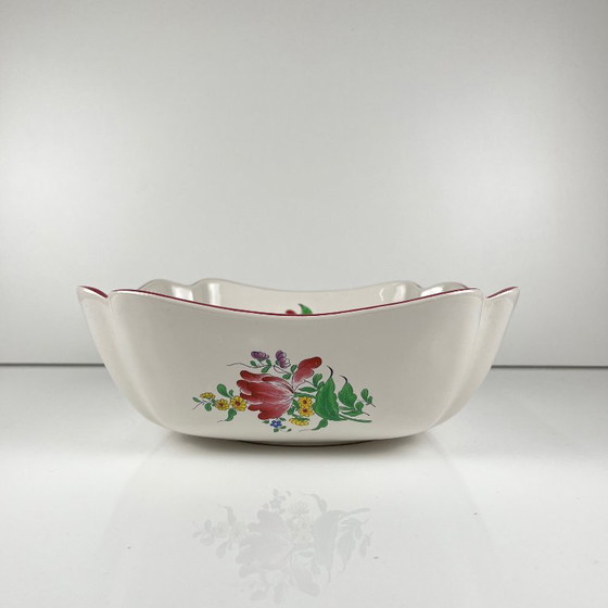 Vierkante Saladeschaal, Model Réverbère van KG Lunéville, Rozenpatroon – Servies, Ceramic (photo 4 of 7)