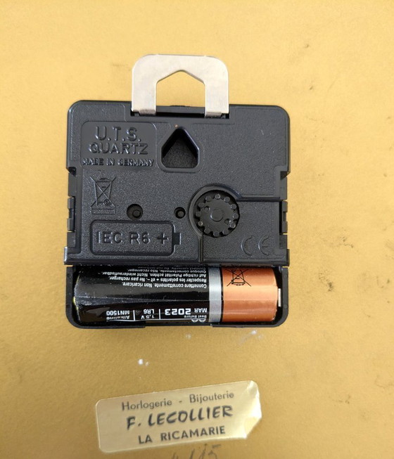 Image 1 of Junghans ATO-MAT clock, brass, leather frame, 1960s design