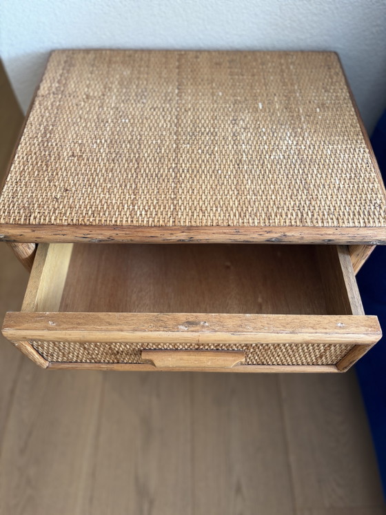 Vintage rotan en bamboe nachtkastje / bijzettafel – Jaren 70 Boho – Bamboo, Rattan (photo 4 of 8)