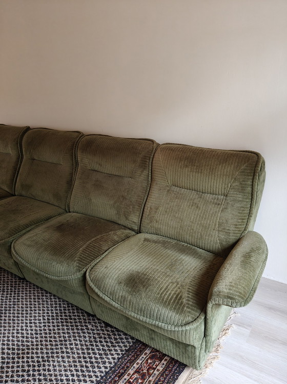 Image 1 of Canapé modulaire vintage vert côtelé