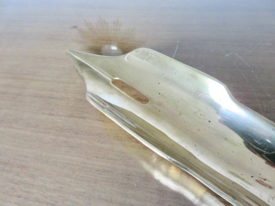 Image 1 of Federförmiger Stifthalter aus Messing, Frankreich, 1970