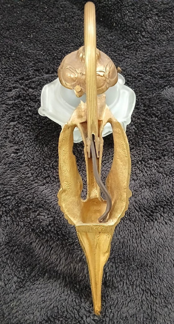 Image 1 of Applique da parete a forma di cigno in bronzo di Charles Ranc