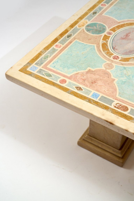 Image 1 of Marble and marquetry coffee table, 1970