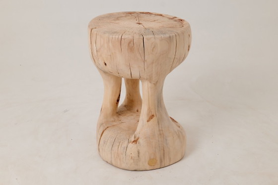 Image 1 of Sculptural Side Table, Stool, Solid Wood, Contemporary Design
