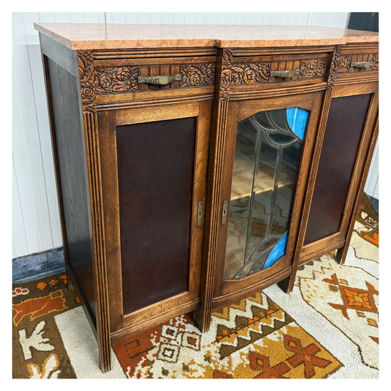 Prachtig Antiek Art Deco Dressoir Kast Marmer – Opbergkast, Wood (photo 6 of 8)