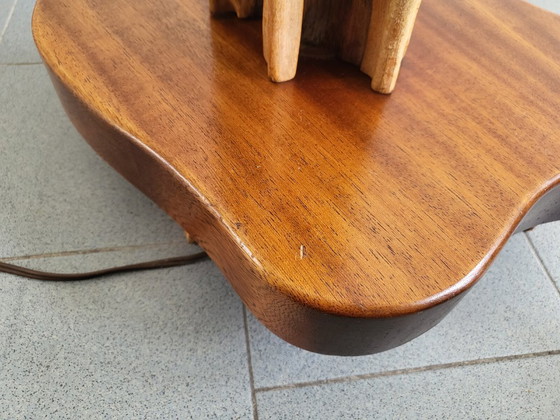 Image 1 of Lampada da terra vintage anni '50, scultura vegetale organica, legno di recupero e mogano, anni '50