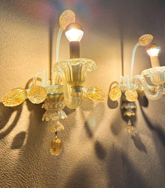 Vintage paar Murano wandlampen – Metaal, Murano Glas (photo 8 of 16)