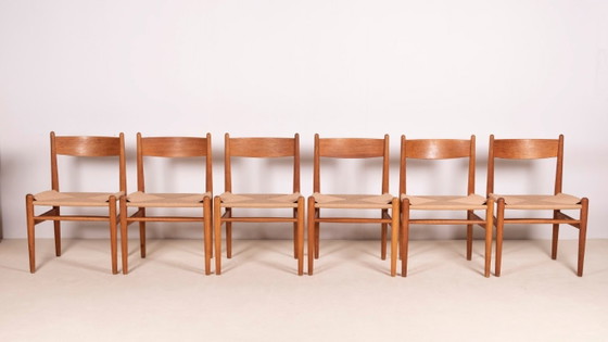 Image 1 of 6 chaises de salle à manger Hans J. Wegner CH36 en chêne, Danemark des années 1970