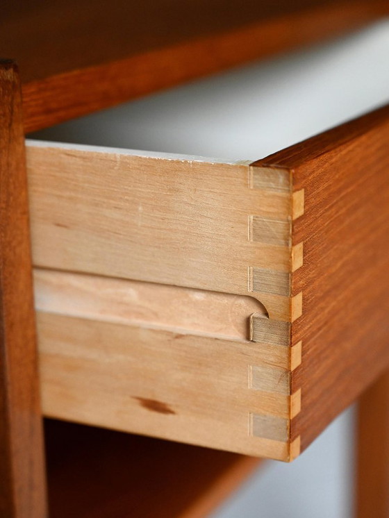Image 1 of Vintage Scandinavian Teak Nightstand with Geometric Contrast