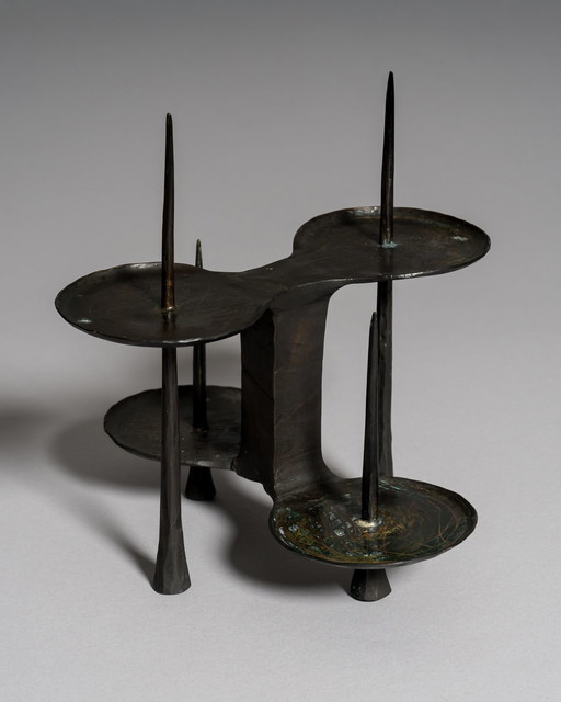 Brutalist Bronze Candleholder by Bergmeister Kunstschmiede, Germany, 1970s