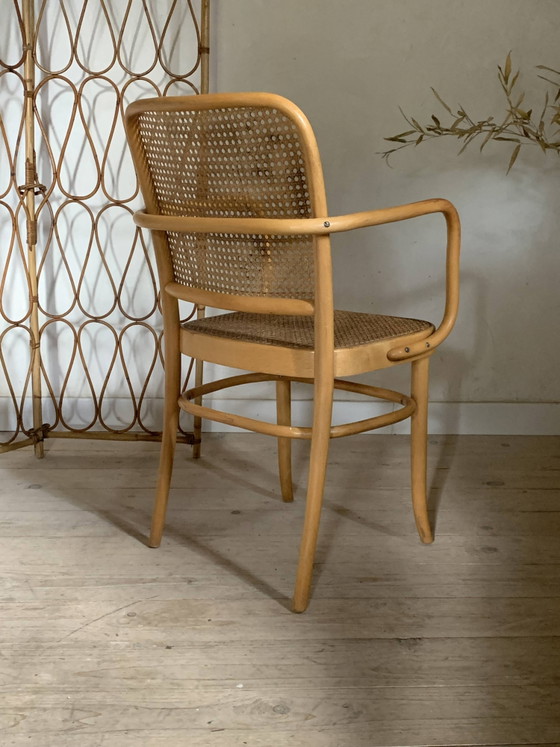 Vintage Hofmann rieten fauteuil – Thonet, Eetkamerstoelen, Wicker, Wood (photo 3 of 10)
