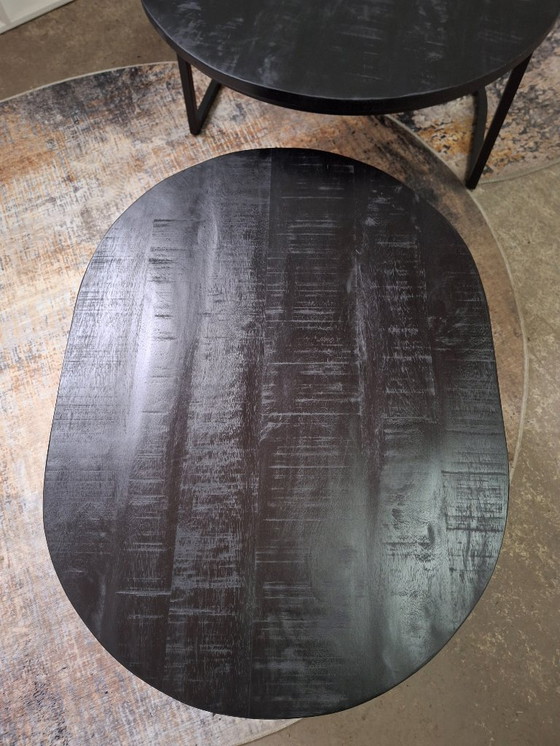 Image 1 of Sturdy oval coffee table set made of mango wood and metal, new