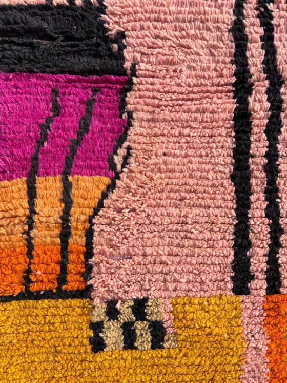 Image 1 of Authentiek Marokkaans Boujad Roze Berber Wollen Tapijt 160x270 cm - Handgeweven Geometrisch Boho Vloerkleed