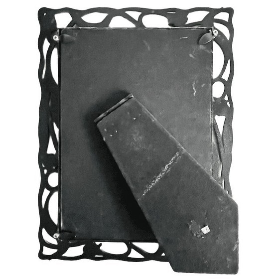 Image 1 of Vintage Art Nouveau Alphonse Mucha painting Champenois floral photo frame metal