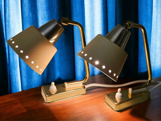 Pair of bedside lamps, ERPEES, 1950s – Robert Pfäffle, Table lamps, Metal, Brass (photo 8 of 8)