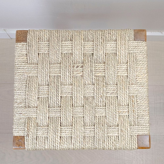 Image 1 of Low Wooden Stool with Seagrass Cord