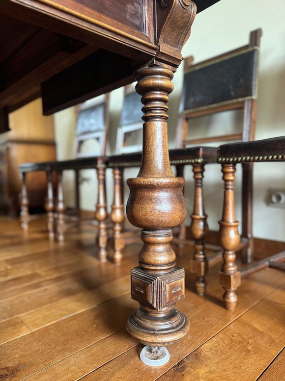 Image 1 of Walnut dining table with 8 chairs